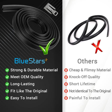 Comparison chart showing W10542314 dishwasher door gasket quality versus generic alternatives.