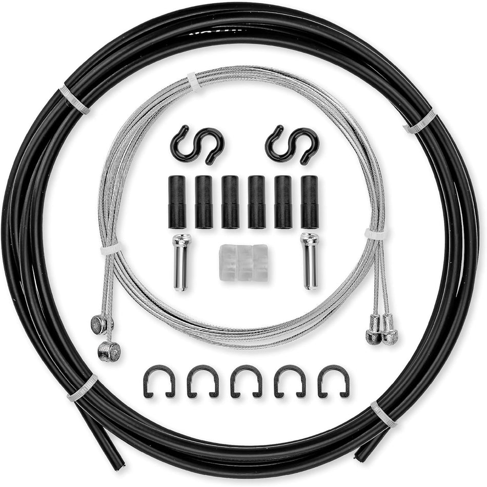 Premium Universal Bike Brake Cable Set - Include Front and Rear Brake Cables & Housing - Complete Brake Replacement Kit for Mountain, Trail, Cruisers, MTB, City Bikes