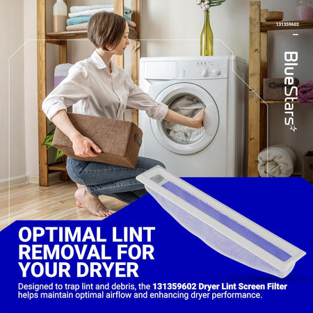 131359602 dryer lint filter screen replacement for Frigidaire, Crosley, and Electrolux dryers.