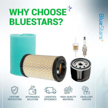 Kohler 5400 Series maintenance kit including air filter, oil filter, fuel filter, and spark plug for 17-19.5hp engines.
