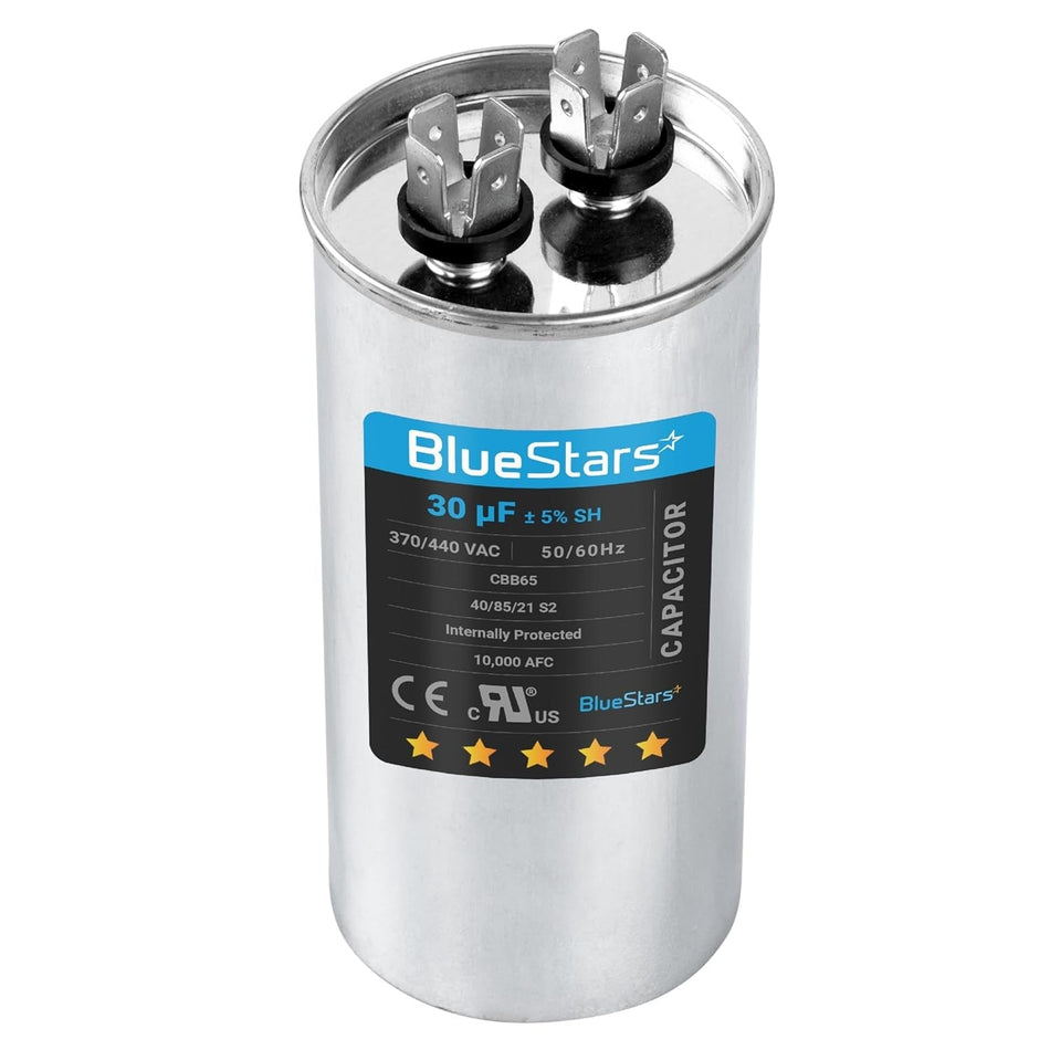 30 uF/MFD ± 5% MFD 370 or 440 VAC Motor Run Round Capacitor
