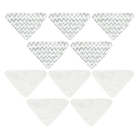 Set of 10 microfiber steam mop pads for Bissell PowerEdge and PowerForce, including 5 scrubby and 5 soft white pads.