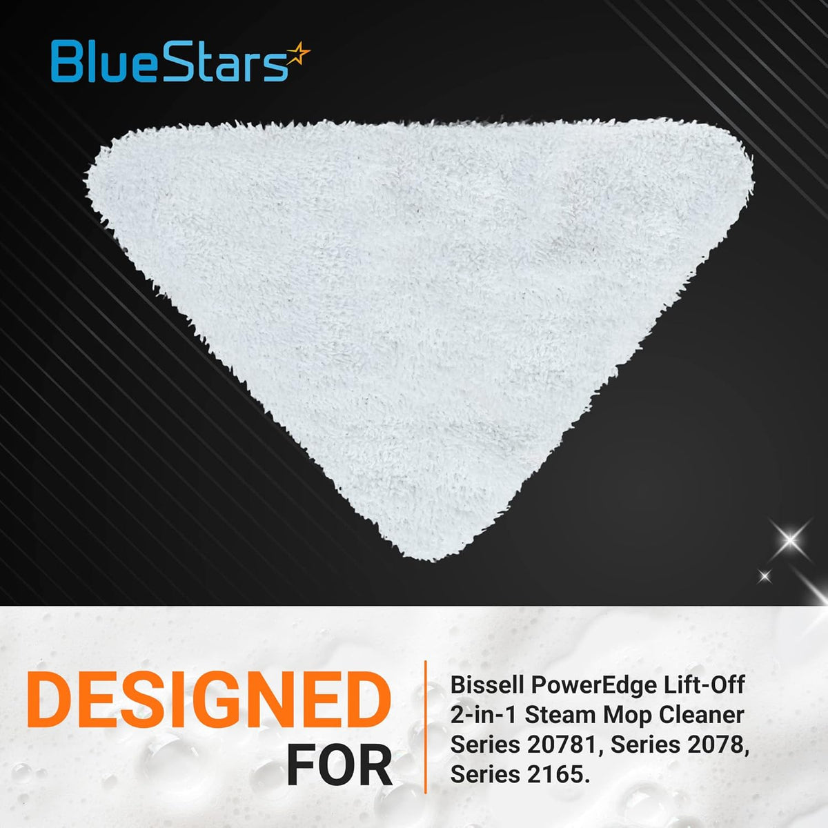 Single white triangular microfiber steam mop pad compatible with Bissell PowerEdge and PowerForce Lift-Off series.