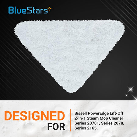 Single white triangular microfiber steam mop pad compatible with Bissell PowerEdge and PowerForce Lift-Off series.