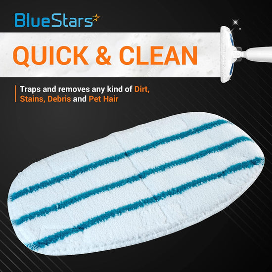 Single microfiber steam mop replacement pad for PurSteam ThermaPro cleaners with blue scrubbing strips.