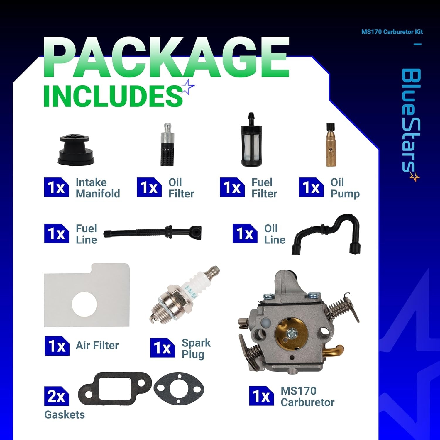 Blue Star Parts MS170 Carburetor Tune-Up Kit - Thumbnail 5