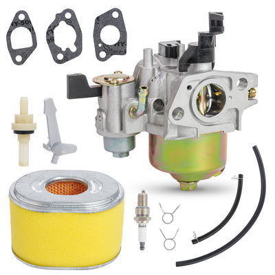 GX200 GX160 carburetor replacement kit with air filter, spark plug, gaskets, and fuel lines for Honda engines.