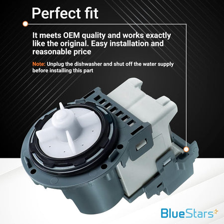 DC31-00178A washer drain pump motor replacement part for Samsung and Whirlpool washing machines.