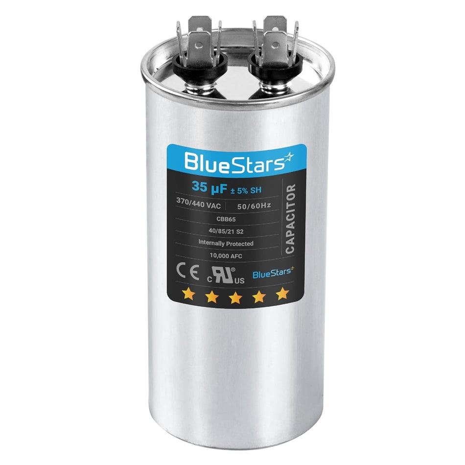 35 MFD uf ± 5% MFD 370 V VAC or 440 Volt Multi-Purpose Motor Run Round Capacitor