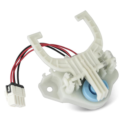 WH03X30517 washer shift actuator with white plastic housing, blue cam, and wiring harness for GE washing machines.