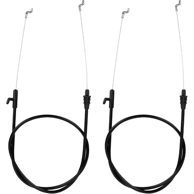 Set of two 946-04661A lawn mower control cables with black housing and metal wire ends.