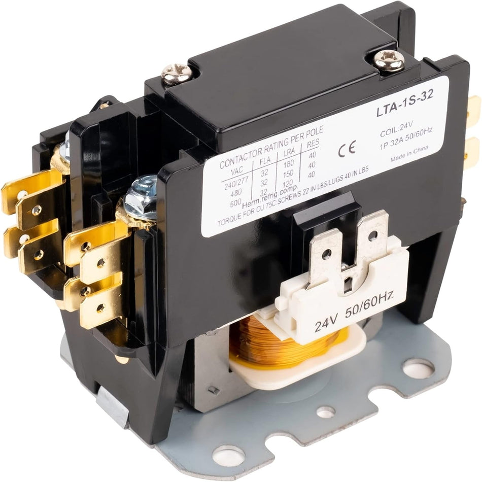 1 Pole Contactor 32 Amp 24VAC Coil