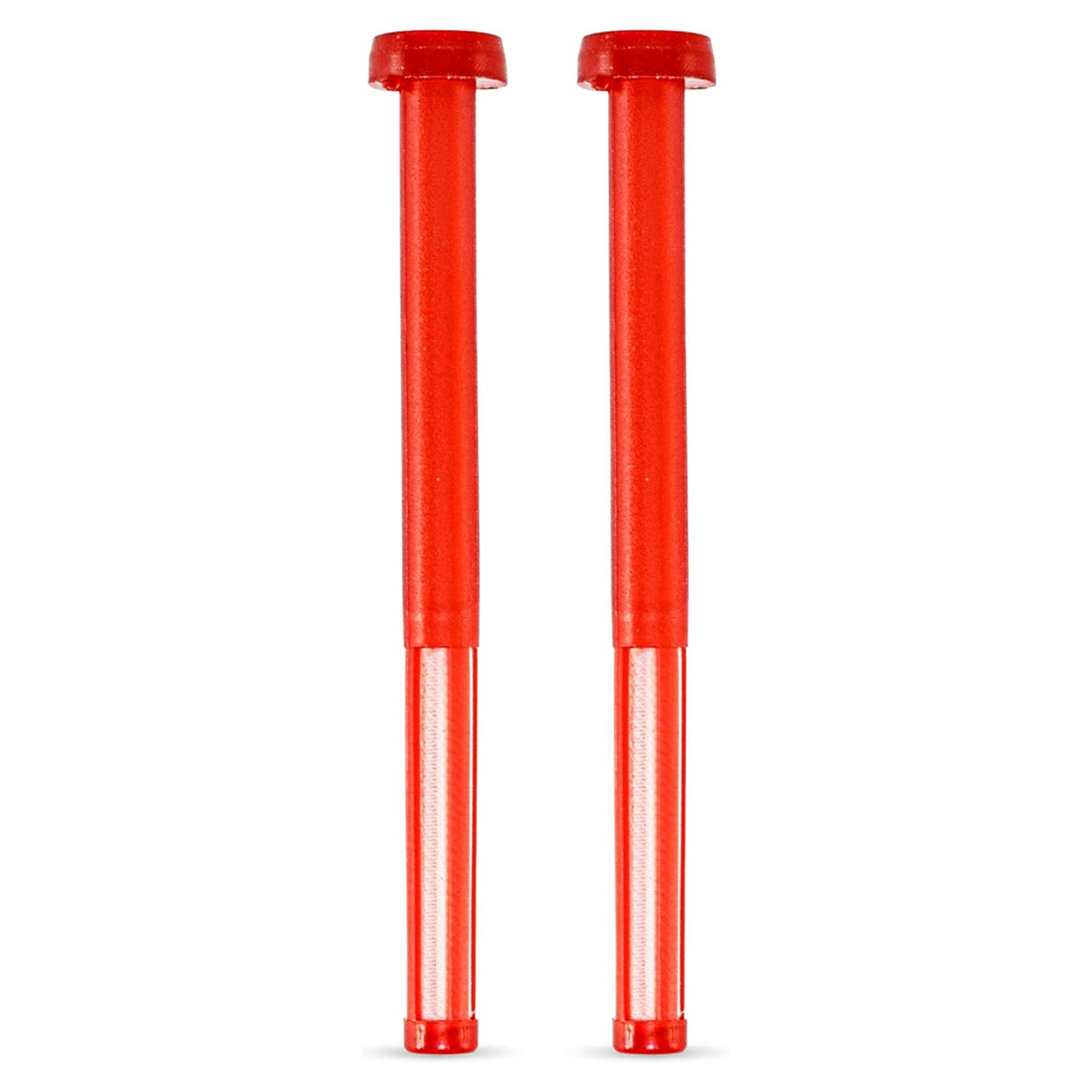 Two red fuel filters for Honda GCV160 lawn mower engines.