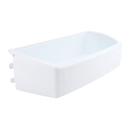 WR71X10781 refrigerator door shelf bin shown from an angled front view