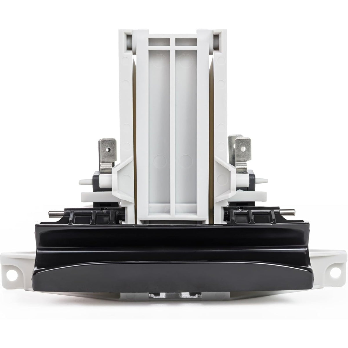 Replacement dishwasher door latch handle assembly for Whirlpool and Maytag, front view.