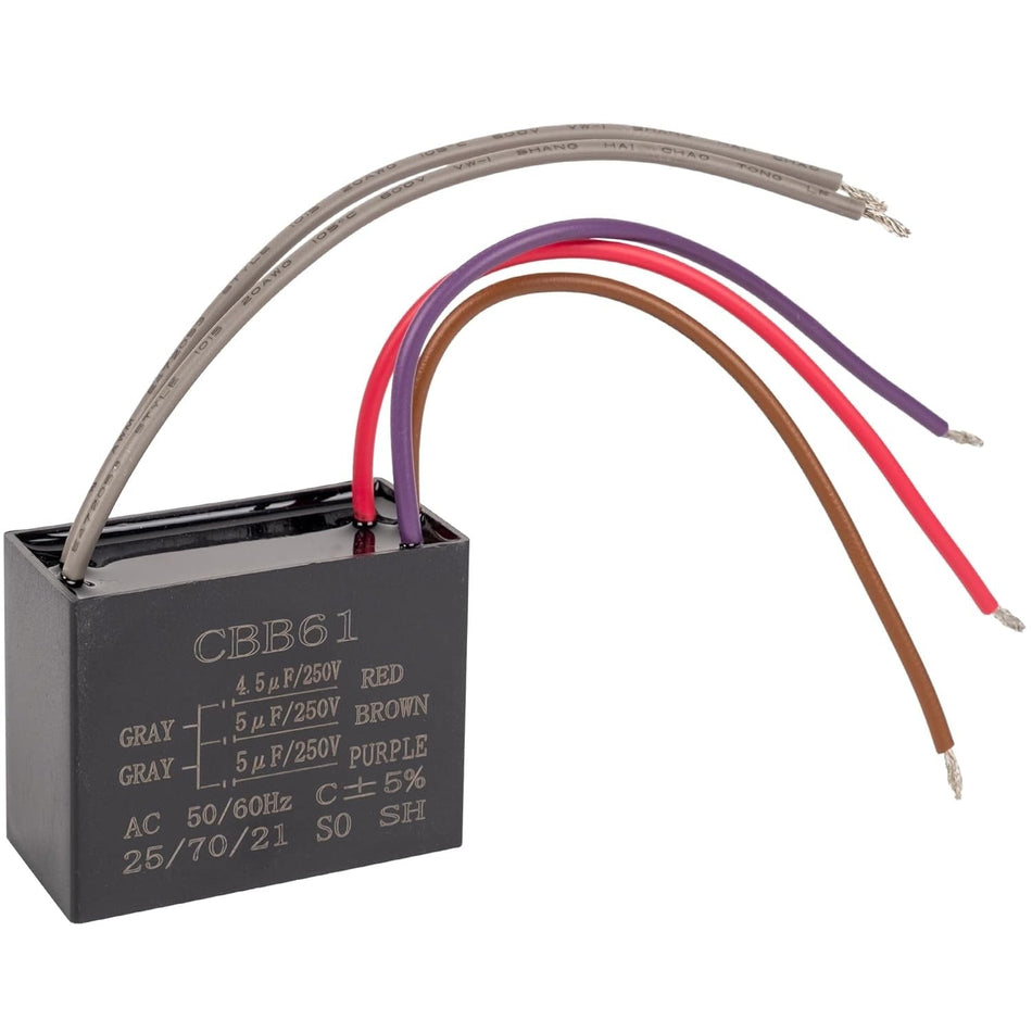 CBB61 4.5uf+5uf+5uf 5-Wire 250V AC Ceiling Fan Capacitor