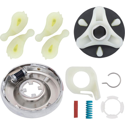 285785 washer clutch assembly kit, 285753A motor coupling, and 80040 agitator dogs replacement parts laid out