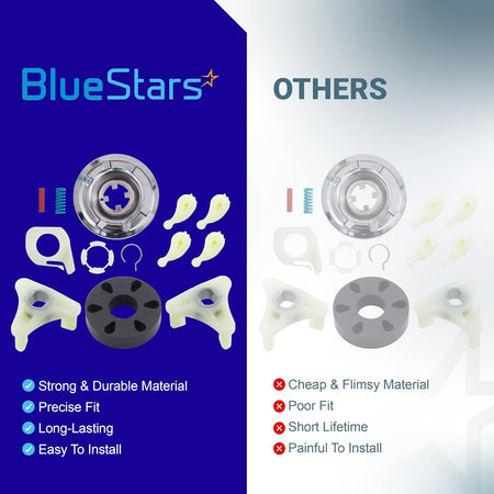 285785 Washer Clutch Assembly Kit, 285753A Motor Coupling & 80040 Agitator Dogs, BlueStars vs others comparison
