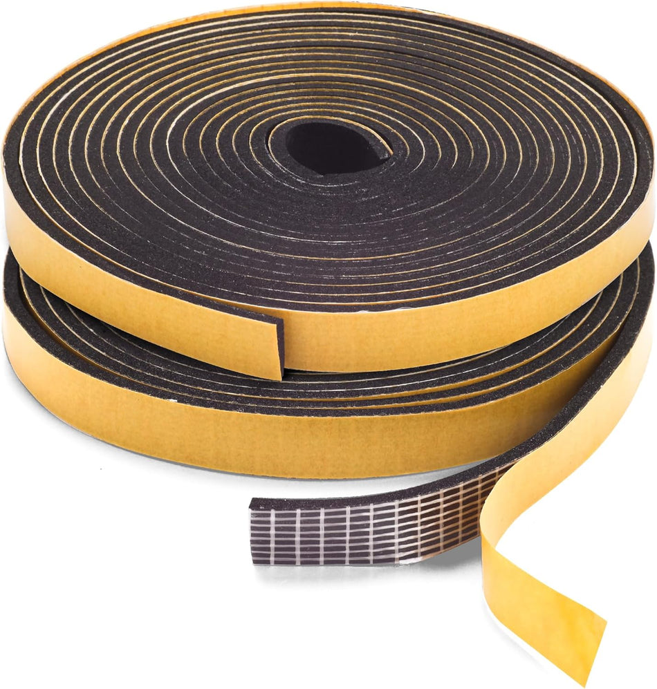 Adhesive Door & Window Foam Tape 1/2"W x 1/4" T 26ft