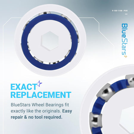 Close-up of 9-100-1108 pool cleaner wheel ball bearing replacement for Zodiac Polaris pressure cleaners.
