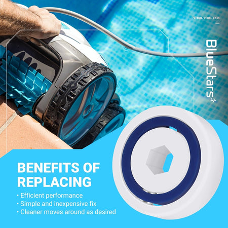 Close-up of a 9-100-1108 pool cleaner wheel ball bearing replacement for Zodiac Polaris pressure cleaners.