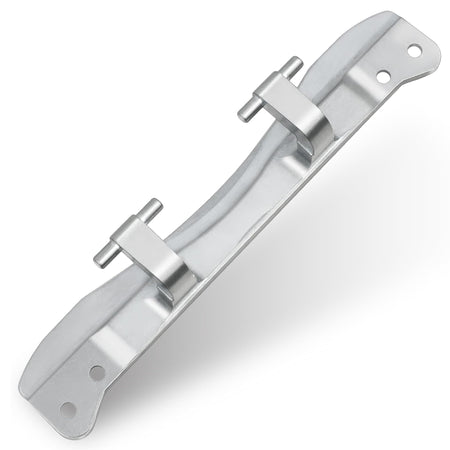 W10208415 metal dryer and washer door hinge replacement part for Whirlpool, Maytag, and Kenmore appliances.