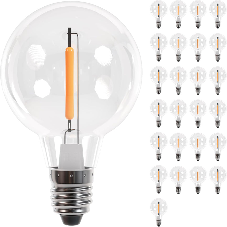 25-pack G40 LED Light Bulbs E12 Screw Base, 1W Globe Bulbs 2700K