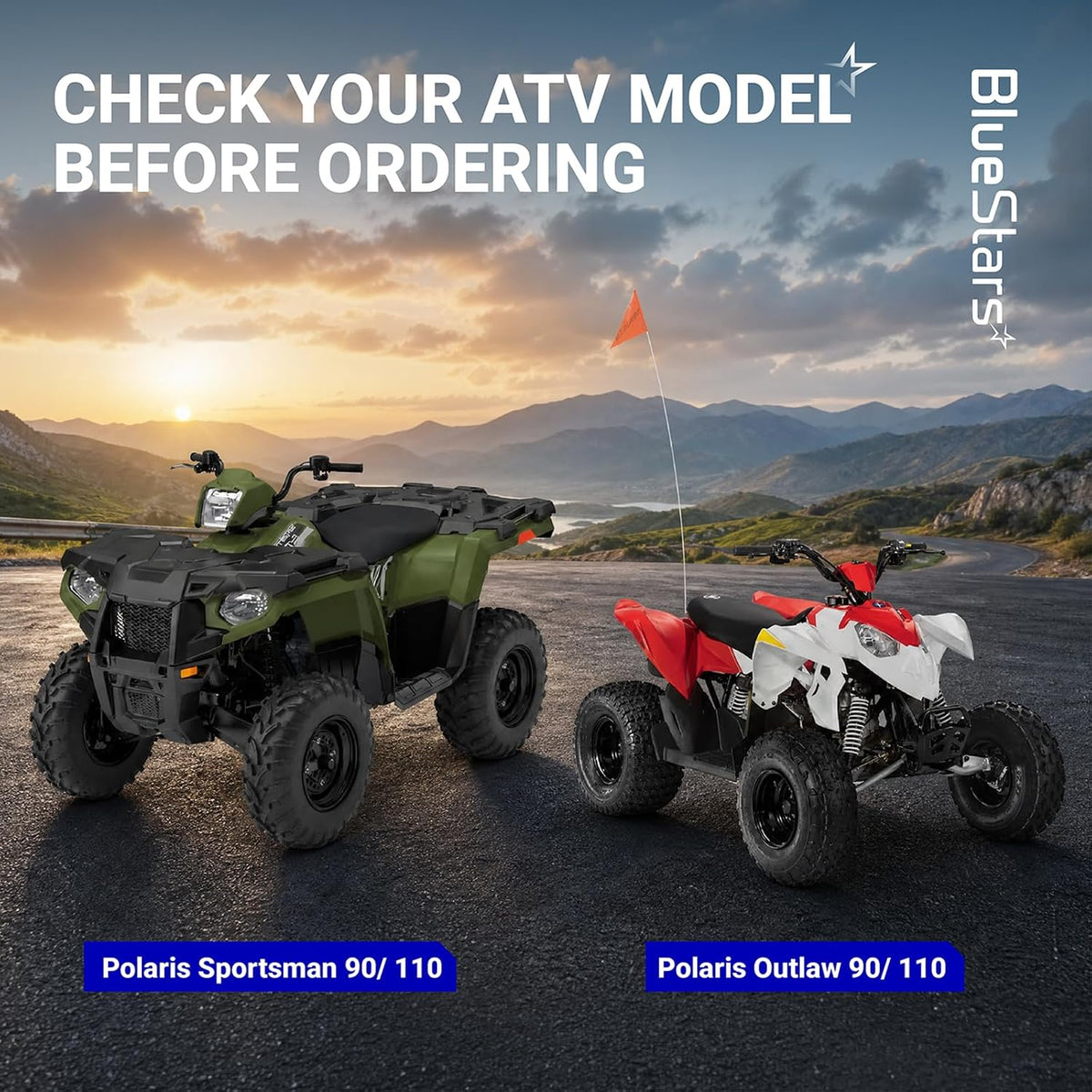 0454620/0453664 Air Filters, model-check graphic showing Polaris Sportsman 90/110 and Outlaw 90/110 ATVs