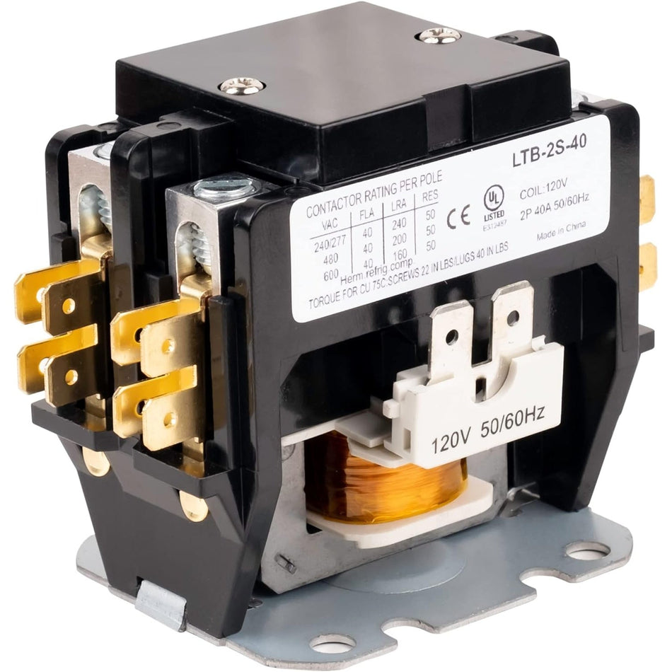 2 Pole Contactor 40 Amp 120VAC Coil