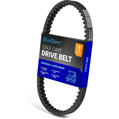 BlueStars golf cart drive belt replacement 27077 in retail packaging.