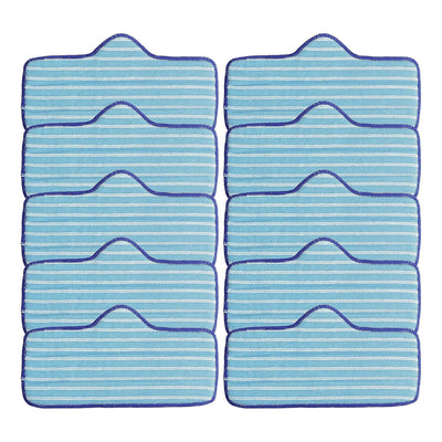 Pack of 10 blue and white striped microfiber pads for Dupray Neat steam cleaner.