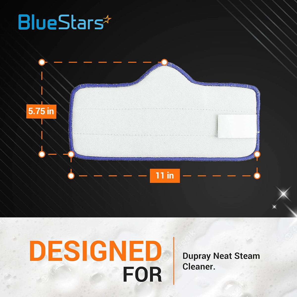 Single microfiber pad for Dupray Neat steam cleaner with 11 by 5.75 inch dimensions shown in diagram.
