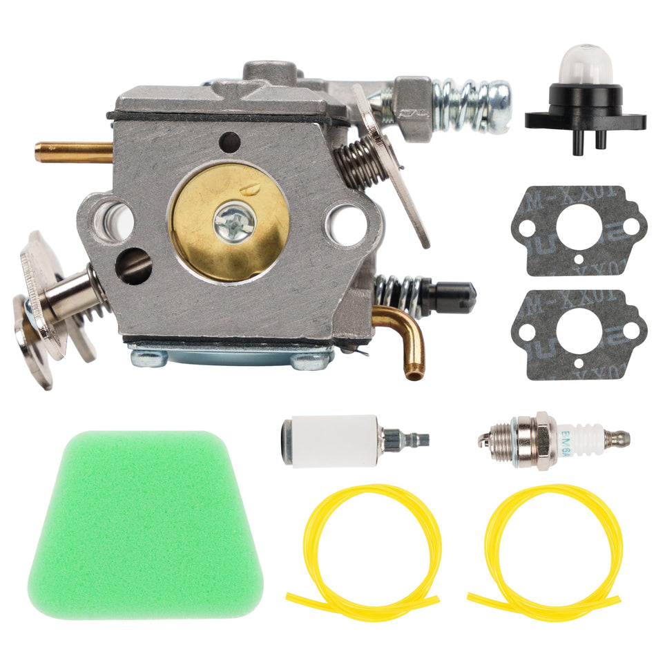 [Lifetime Warranty] 1950 2050 2150 Carburetor Kit - Compatible with Poulan 1900 2055 2175 2350 2450 2550 262 Wild Thing 545081885 530069703 C1Q-W8 C1Q-W14 WT-891 WT-324 Air Filter Fuel Line Spark Plug