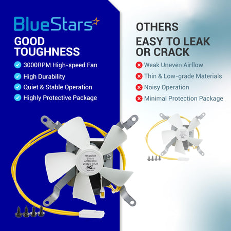 Comparison infographic showing durability features of the 3000RPM grill induction combustion fan kit replacement.
