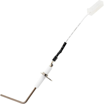 Furnace flame sensor replacement part with white wire and connector.