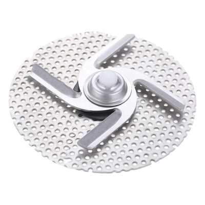 Stainless steel dishwasher chopper blade assembly with filter screen for KitchenAid, Whirlpool, and Kenmore dishwashers.
