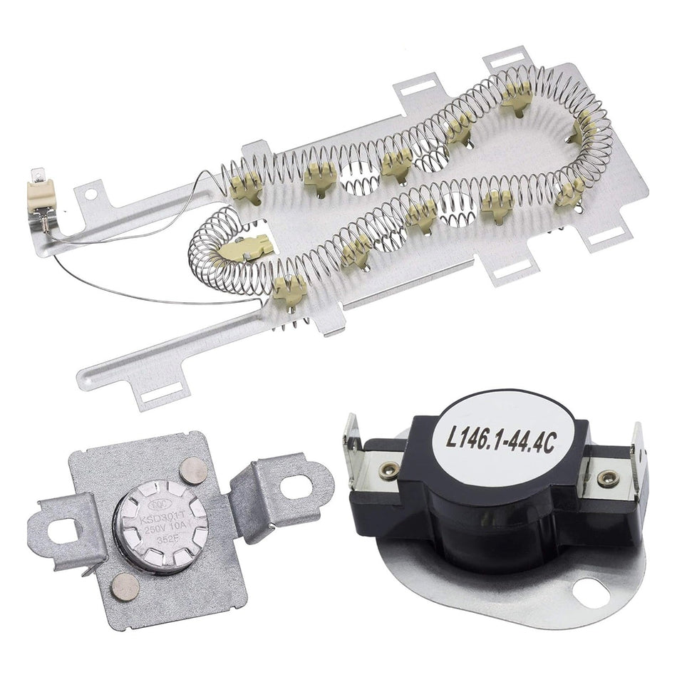 8544771 Dryer Heating Element and 279973 Thermal Fuse & Thermostat Cut Off Kit