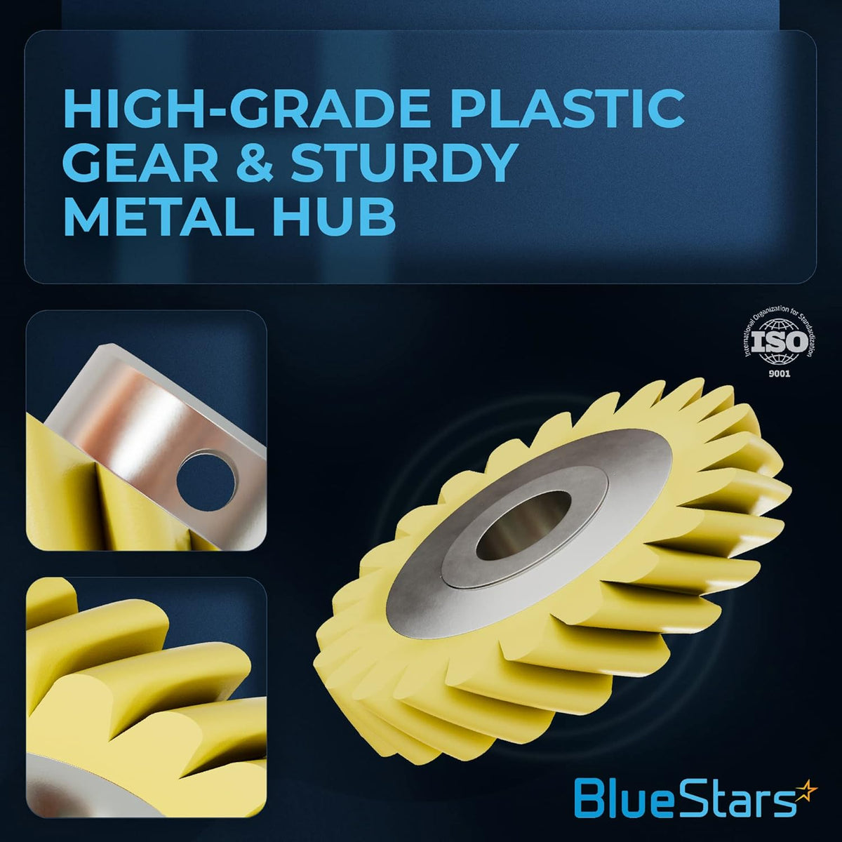 W10112253 mixer worm gear featuring a high-grade yellow plastic gear and a sturdy metal hub.