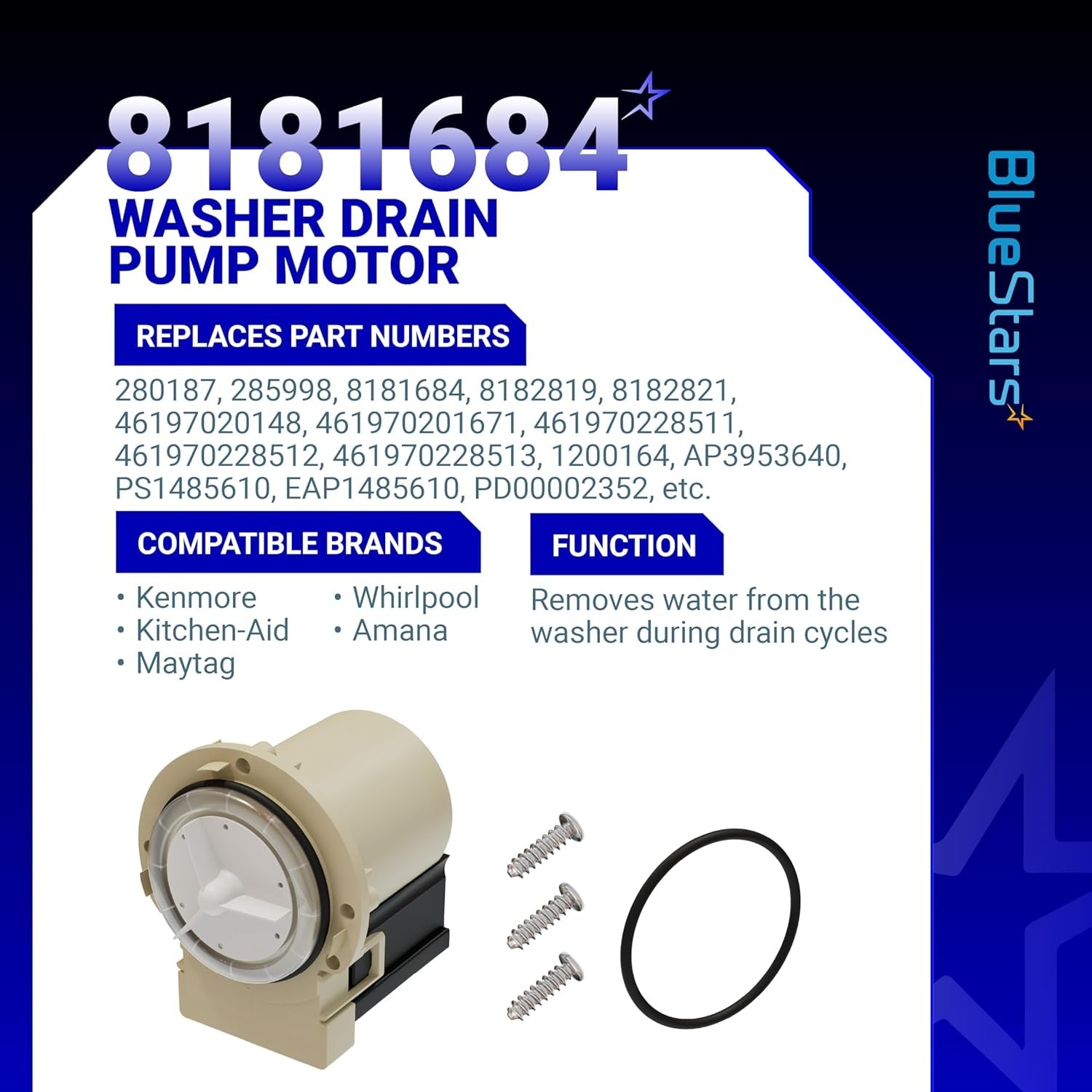 280187 8181684 Washer Drain Pump for Whirlpool Kenmore