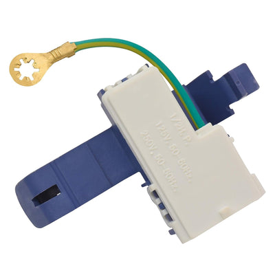 Replacement washer door lid switch with ground wire for Whirlpool, Roper, Estate, and Kenmore washing machines.