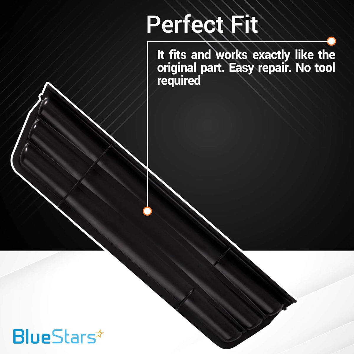 Black refrigerator dispenser drip tray grille replacement for Whirlpool and Kenmore refrigerators.