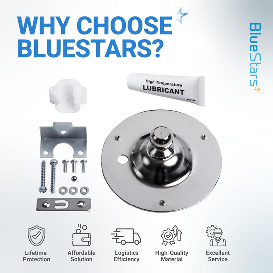 5303281153 & 134503600 Dryer Rear Bearing, kit components with lubricant shown in BlueStars quality graphic