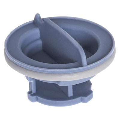 Grey dishwasher detergent dispenser cap for Whirlpool and Kenmore dishwashers.