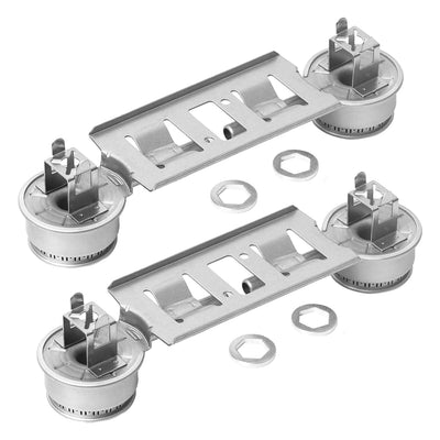 Set of two WB16K10026 double burner assemblies for GE, Kenmore, and Hotpoint ranges with included mounting washers.