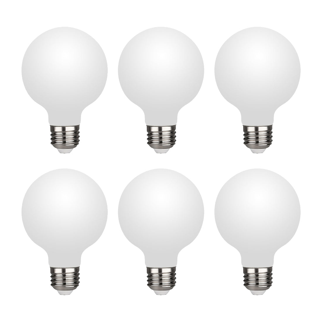 6-pack G25 LED frosted vanity light bulbs 40W equivalent 2700K soft white with BlueStars box