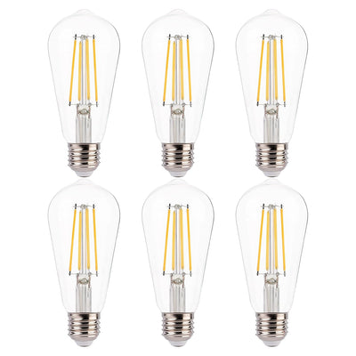 6-pack ST19 Edison LED light bulbs 2700K soft white clear glass with BlueStars box