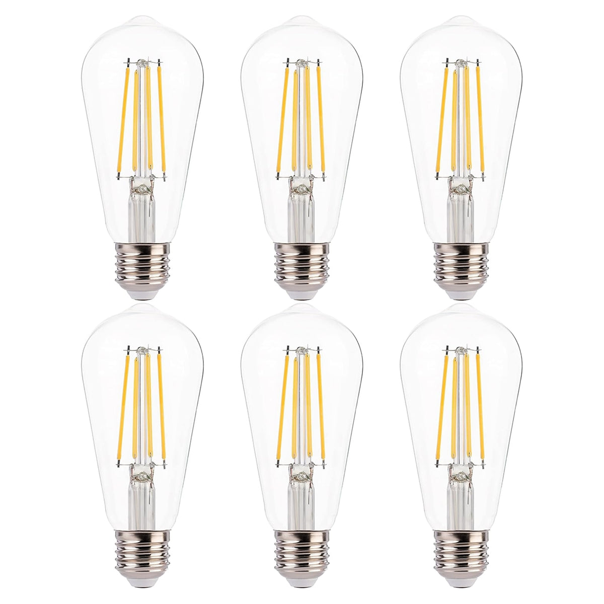 6-pack ST19 Edison LED light bulbs 2700K soft white clear glass with BlueStars box